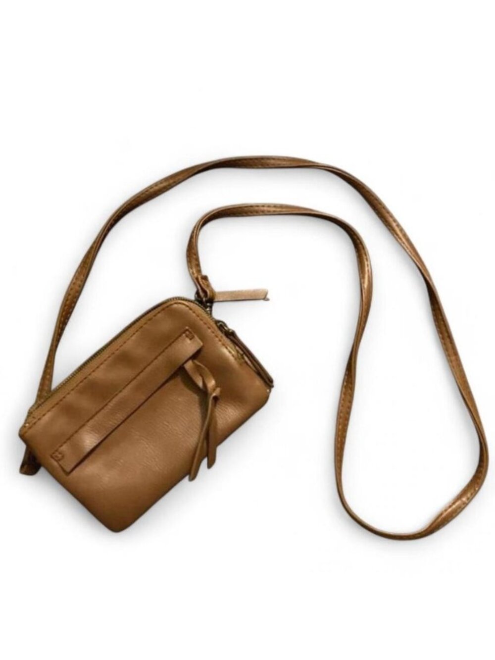 Universal Thread Small Brown Crossbody Bag Zip Closure Inner Pockets Gold HW